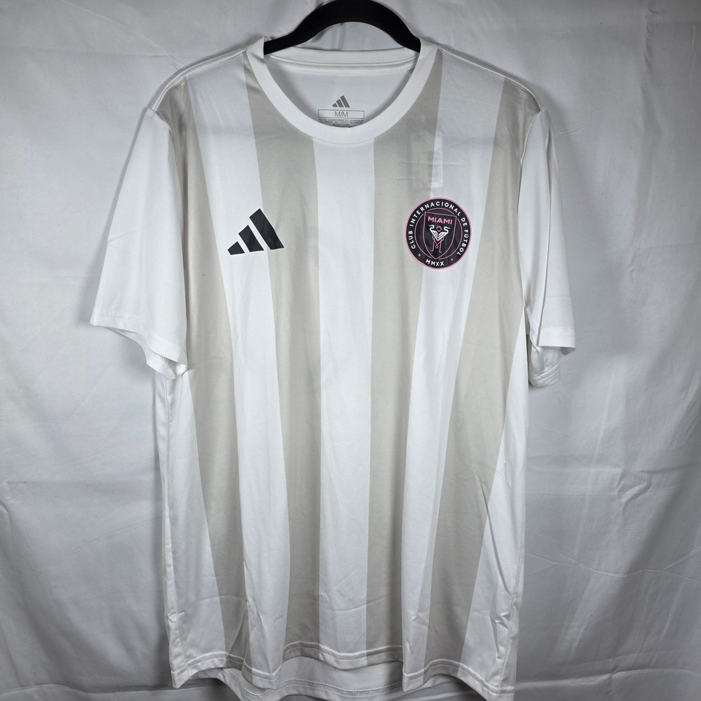 Adidas‎ Inter Miami CF Messi 10 Soccer Jersey White Grey Stripe JW4332 Men's M